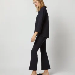 Camilla Top In Navy Double-Weave Wool -Chicorya Sales S71389 2172