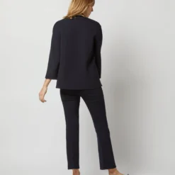 Camilla Top In Navy Double-Weave Wool -Chicorya Sales S71389 2176