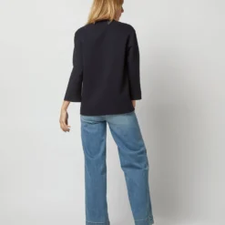 Camilla Top In Navy Double-Weave Wool -Chicorya Sales S71389 2270