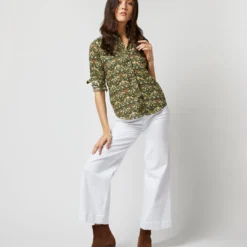 Western Shirt In Hunter Multi Strawberry Thief Liberty Fabric