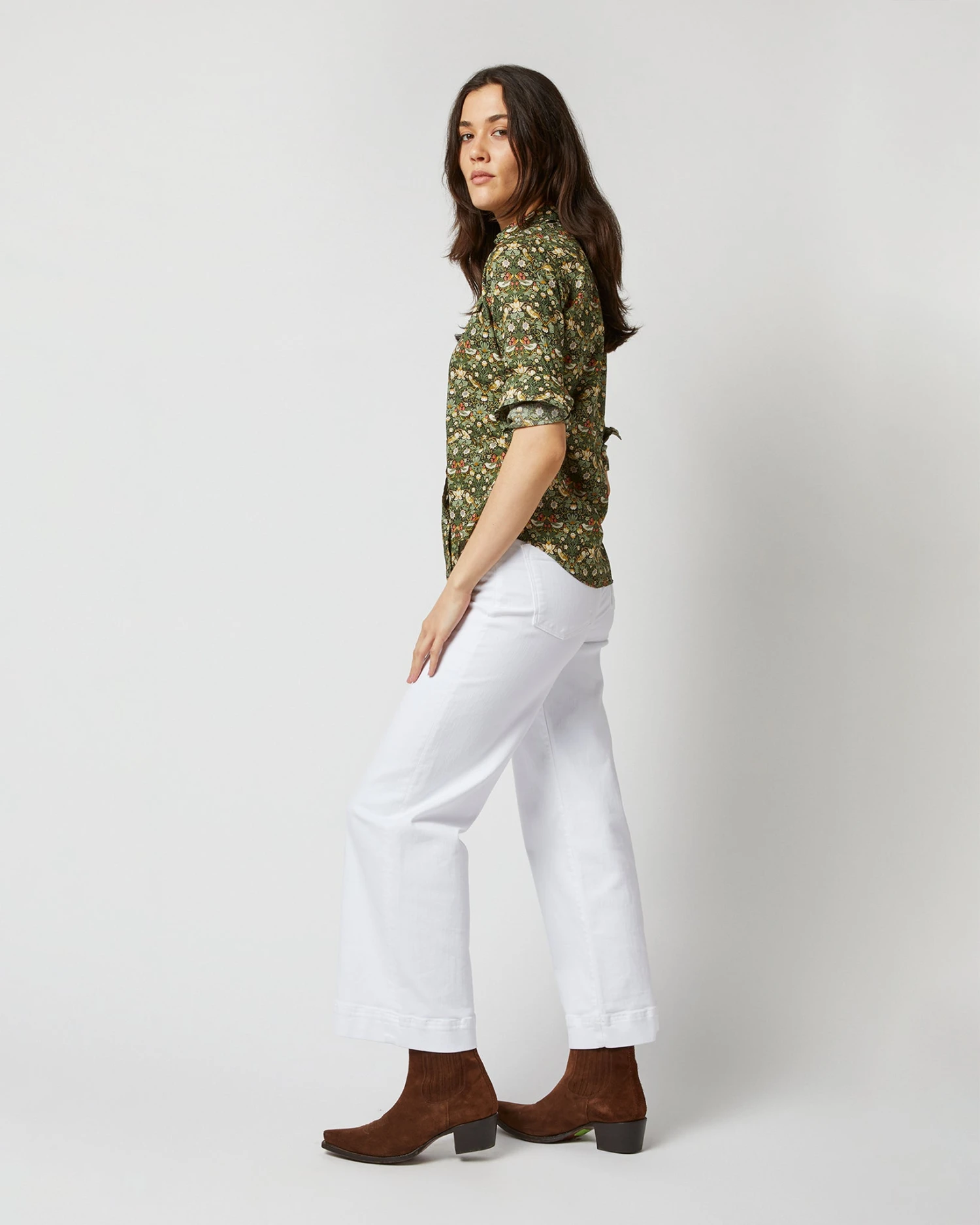 Western Shirt In Hunter Multi Strawberry Thief Liberty Fabric 6 Western Shirt In Hunter Multi Strawberry Thief Liberty Fabric - Image 4