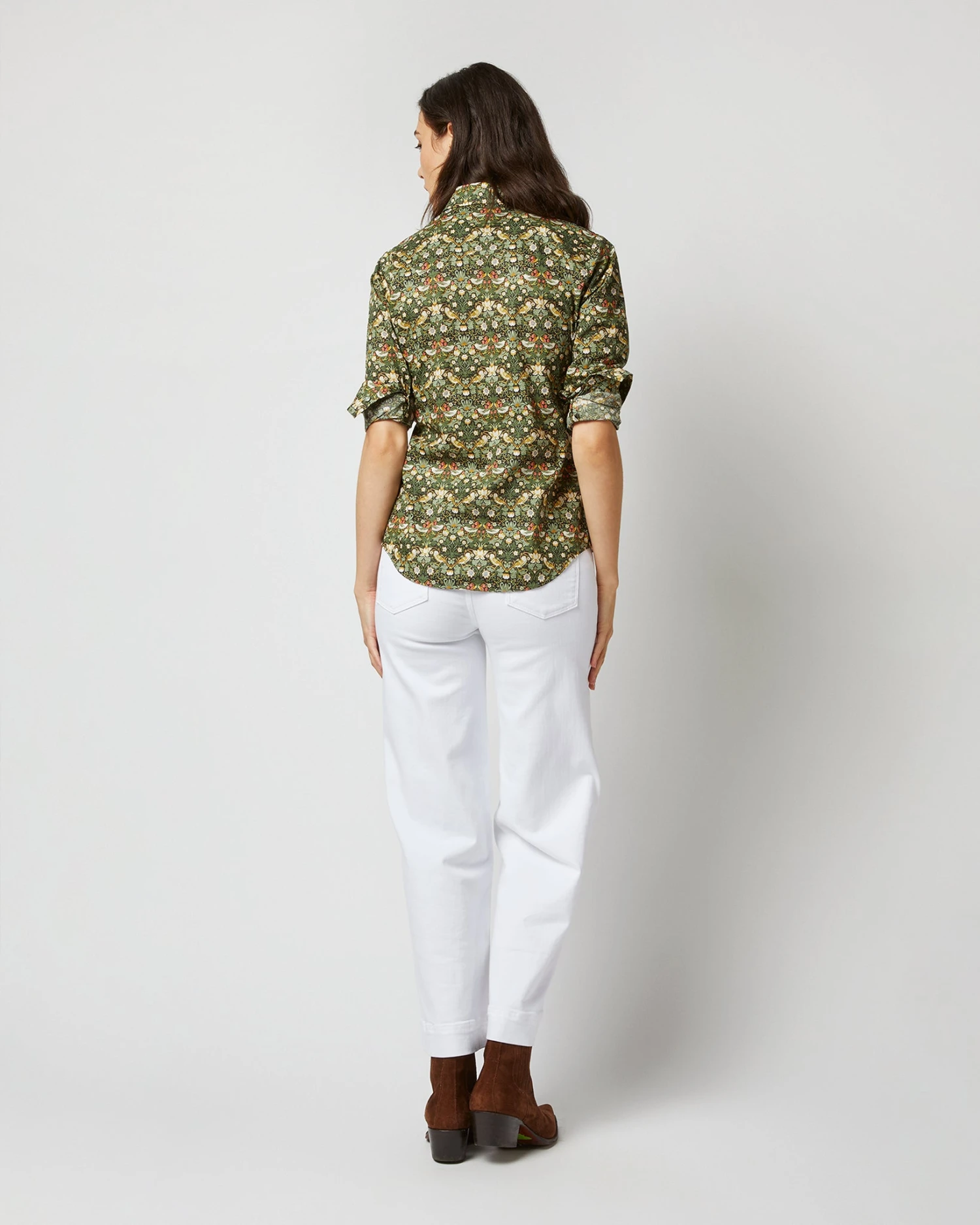 Western Shirt In Hunter Multi Strawberry Thief Liberty Fabric 7 Western Shirt In Hunter Multi Strawberry Thief Liberty Fabric - Image 5