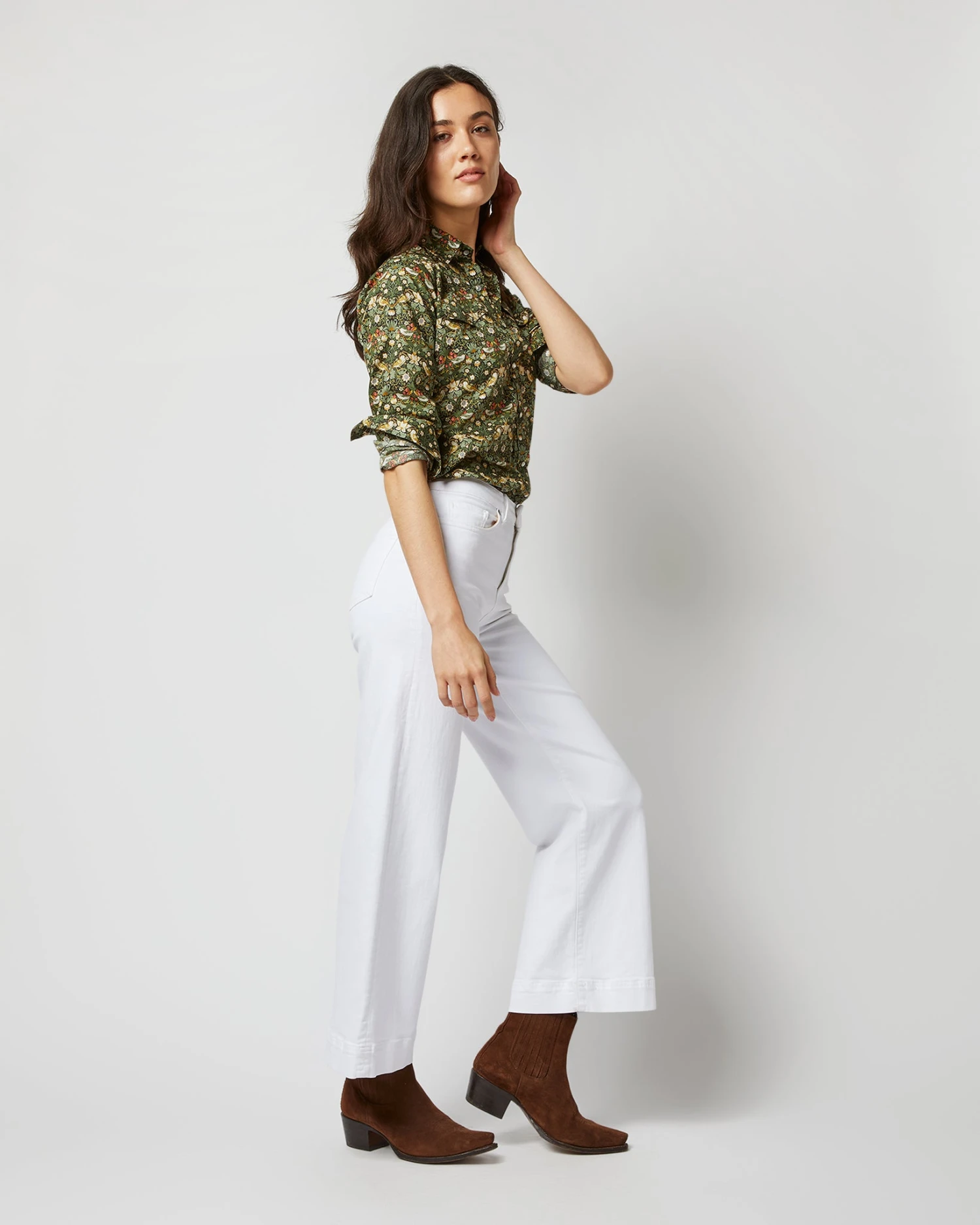 Western Shirt In Hunter Multi Strawberry Thief Liberty Fabric 8 Western Shirt In Hunter Multi Strawberry Thief Liberty Fabric - Image 6