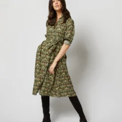 Long-Sleeved Gianna Dress In Hunter Multi Strawberry Thief Liberty Fabric