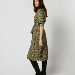 Long-Sleeved Gianna Dress In Hunter Multi Strawberry Thief Liberty Fabric -Chicorya Sales S71392 410