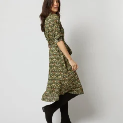 Long-Sleeved Gianna Dress In Hunter Multi Strawberry Thief Liberty Fabric -Chicorya Sales S71392 419