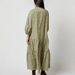 Isla Shirtdress In Ivory Multi Peacock Feathers Habotai -Chicorya Sales S71394 1874