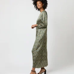 Long-Sleeved Paige Maxi Dress In Hunter/Gold Moon Flower Liberty Fabric Silk 11 Long-Sleeved Paige Maxi Dress In Hunter/Gold Moon Flower Liberty Fabric Silk -Chicorya Sales S71396 1164