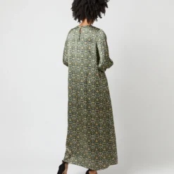 Long-Sleeved Paige Maxi Dress In Hunter/Gold Moon Flower Liberty Fabric Silk 13 Long-Sleeved Paige Maxi Dress In Hunter/Gold Moon Flower Liberty Fabric Silk -Chicorya Sales S71396 1176