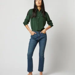 Hannah Blouse In Hunter Silk Crepe De Chine -Chicorya Sales S71397 1133