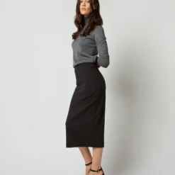 Long Pull-On Skirt In Black Ponte Knit 13 Long Pull-On Skirt In Black Ponte Knit -Chicorya Sales S71398 2309
