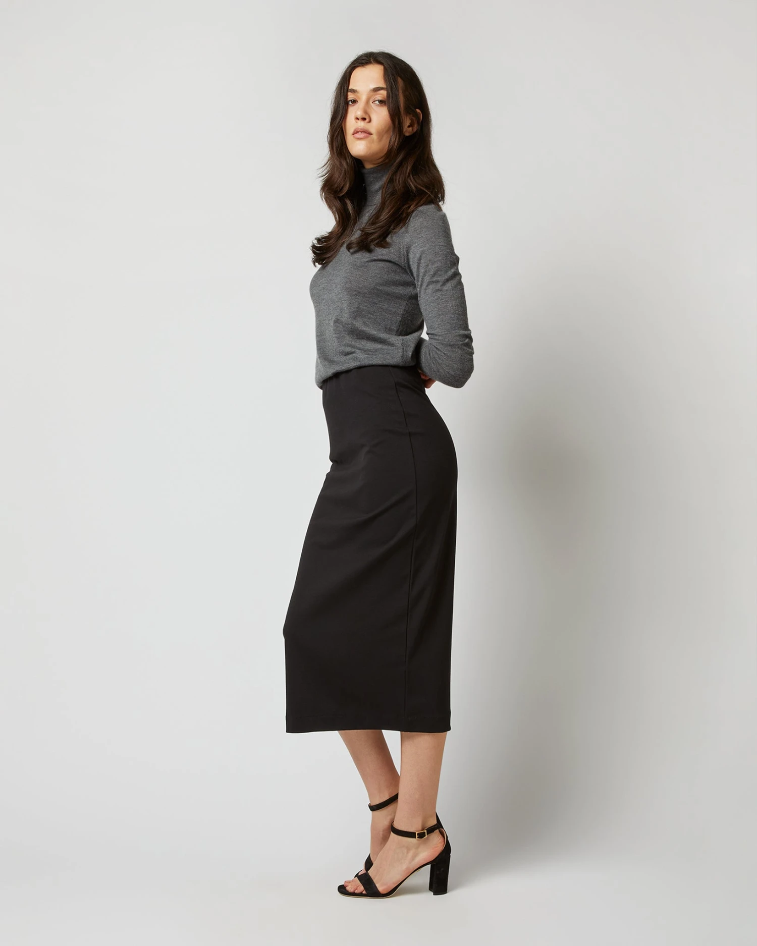 Long Pull-On Skirt In Black Ponte Knit 6 Long Pull-On Skirt In Black Ponte Knit - Image 4