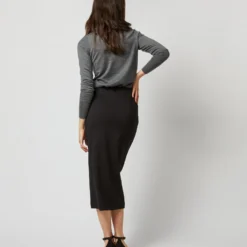 Long Pull-On Skirt In Black Ponte Knit 14 Long Pull-On Skirt In Black Ponte Knit -Chicorya Sales S71398 2317