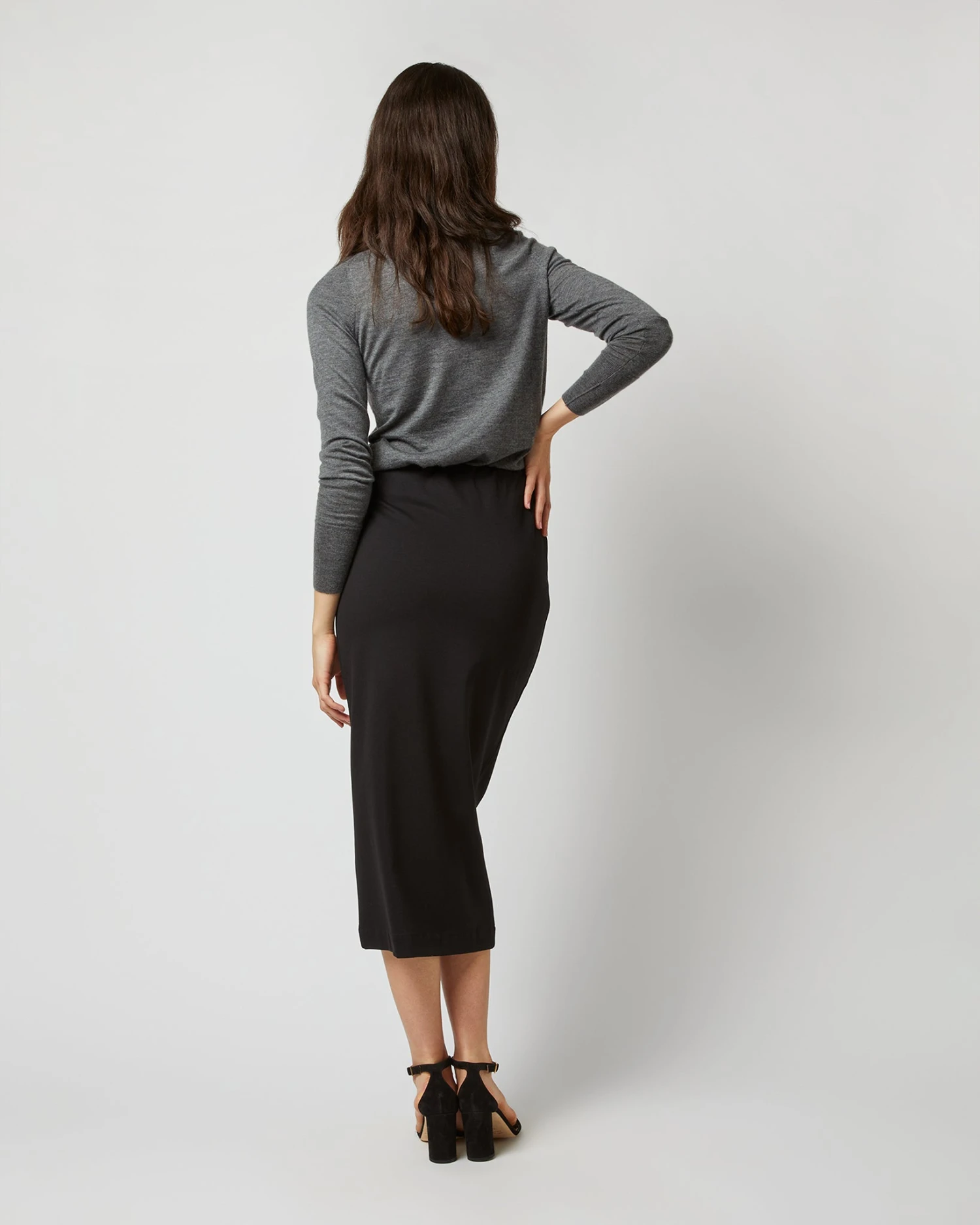 Long Pull-On Skirt In Black Ponte Knit 7 Long Pull-On Skirt In Black Ponte Knit - Image 5