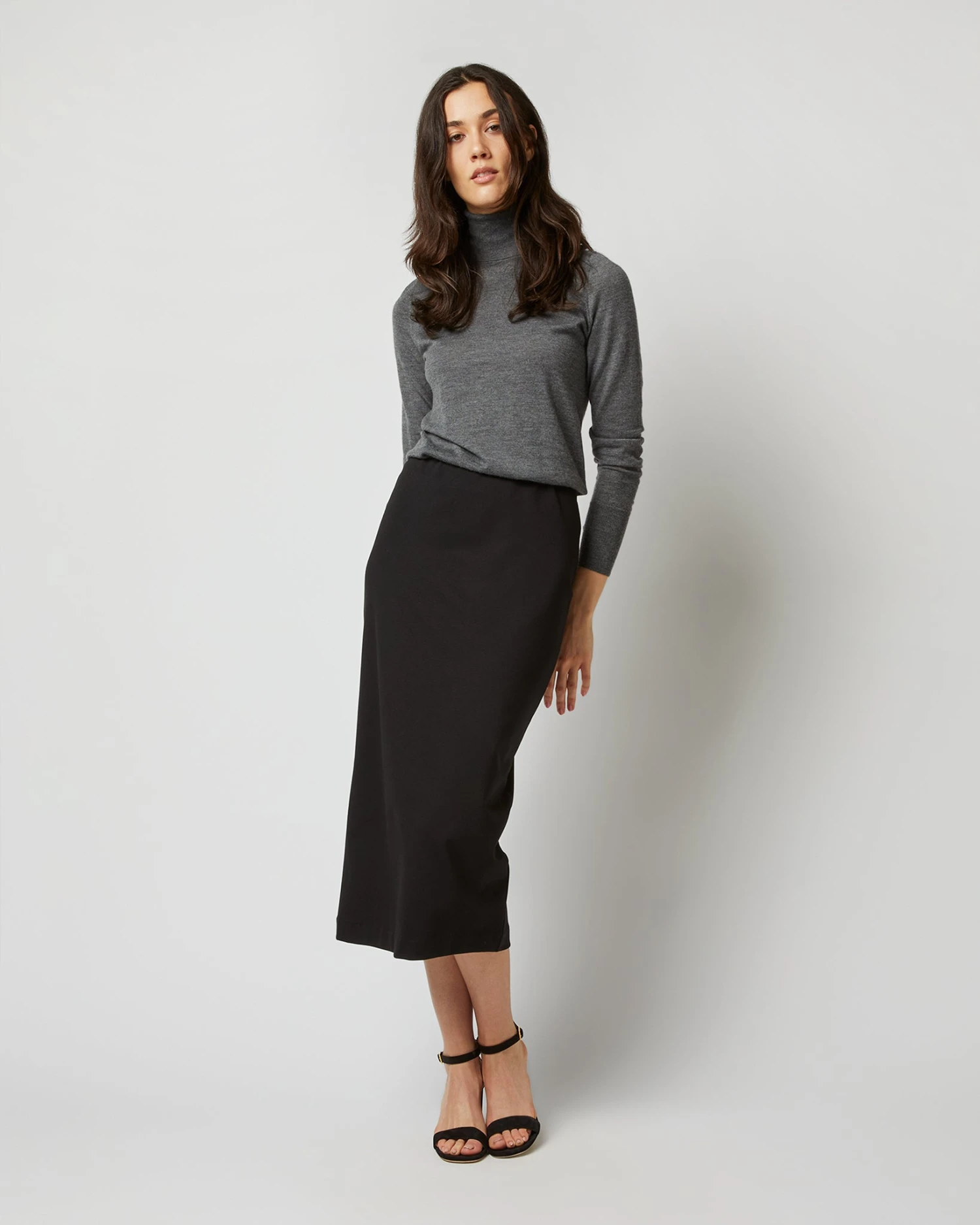 Long Pull-On Skirt In Black Ponte Knit 4 Long Pull-On Skirt In Black Ponte Knit - Image 2