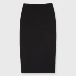 Long Pull-On Skirt In Black Ponte Knit