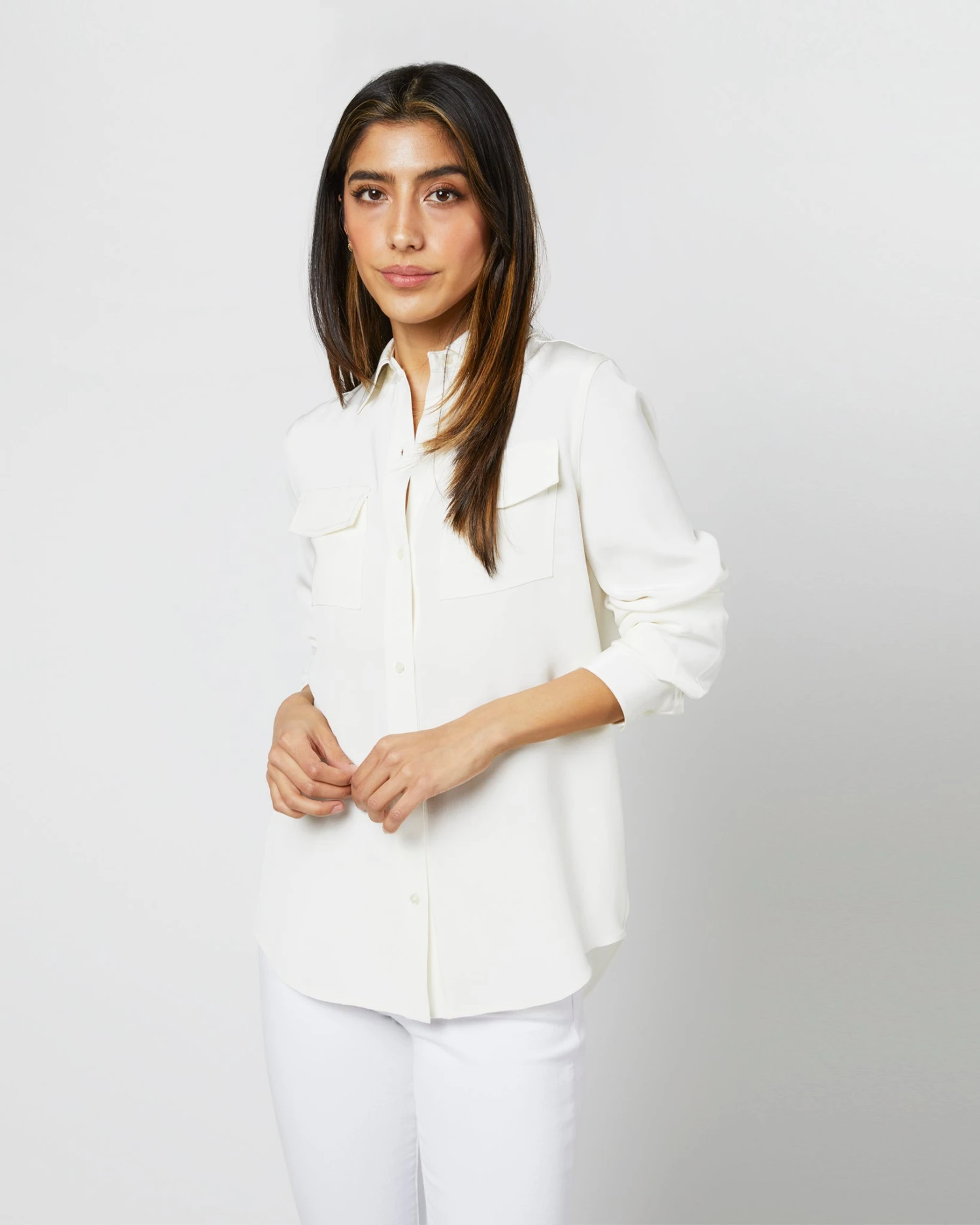 Hannah Blouse In Ivory Silk Crepe De Chine 4 Hannah Blouse In Ivory Silk Crepe De Chine - Image 2