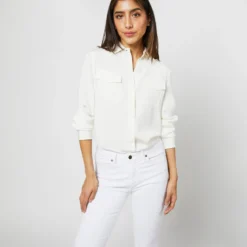 Hannah Blouse In Ivory Silk Crepe De Chine 20 Hannah Blouse In Ivory Silk Crepe De Chine -Chicorya Sales S71401 1551