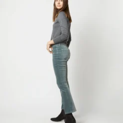 Flare Cropped 5-Pocket Jean In Lovat Stretch Velveteen -Chicorya Sales S71403 2914