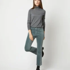 Flare Cropped 5-Pocket Jean In Lovat Stretch Velveteen -Chicorya Sales S71403 2953