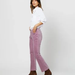 Flare Cropped 5-Pocket Jean In Lavender Stretch Velveteen -Chicorya Sales S71407 3500