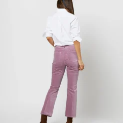 Flare Cropped 5-Pocket Jean In Lavender Stretch Velveteen -Chicorya Sales S71407 3558