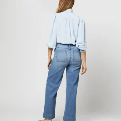 Helene Tie-Neck Blouse In Pale Blue Silk Crepe De Chine 13 Helene Tie-Neck Blouse In Pale Blue Silk Crepe De Chine -Chicorya Sales S71408 2384