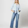 Helene Tie-Neck Blouse In Pale Blue Silk Crepe De Chine -Chicorya Sales S71408 2400