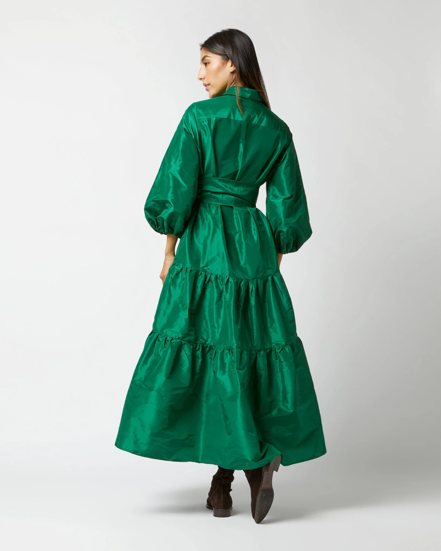 Isla Shirtdress In Green Silk Taffeta 7 Isla Shirtdress In Green Silk Taffeta - Image 5