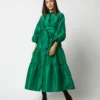 Isla Shirtdress In Green Silk Taffeta -Chicorya Sales S71411 99