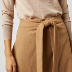 Brooke Tie-Waist Skirt In Camel Hair Flannel -Chicorya Sales S71413 1653
