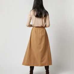 Brooke Tie-Waist Skirt In Camel Hair Flannel -Chicorya Sales S71413 1718
