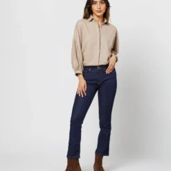 Volume Kimono Shirt In Camel Brushed Herringbone -Chicorya Sales S71415 4432