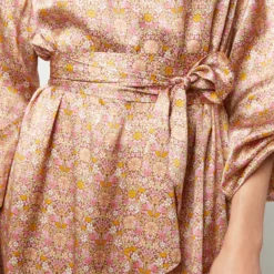 Aba Maxi Dress In Rose Moon Flower Liberty Fabric Silk -Chicorya Sales S71417 1026