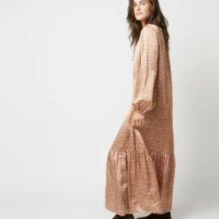 Aba Maxi Dress In Rose Moon Flower Liberty Fabric Silk -Chicorya Sales S71417 883