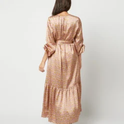 Aba Maxi Dress In Rose Moon Flower Liberty Fabric Silk -Chicorya Sales S71417 936