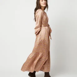 Aba Maxi Dress In Rose Moon Flower Liberty Fabric Silk -Chicorya Sales S71417 954