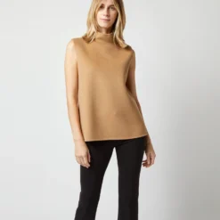 Sleeveless Ana Top In Camel Double-Faced Melton 15 Sleeveless Ana Top In Camel Double-Faced Melton -Chicorya Sales S71418 1872