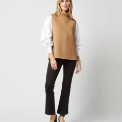 Sleeveless Ana Top In Camel Double-Faced Melton 16 Sleeveless Ana Top In Camel Double-Faced Melton -Chicorya Sales S71418 2023