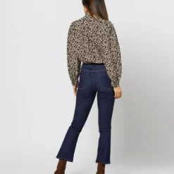 Helene Tie-Neck Blouse In Camel/Black Painterly Leopard Crepe De Chine 16 Helene Tie-Neck Blouse In Camel/Black Painterly Leopard Crepe De Chine -Chicorya Sales S71419 4718