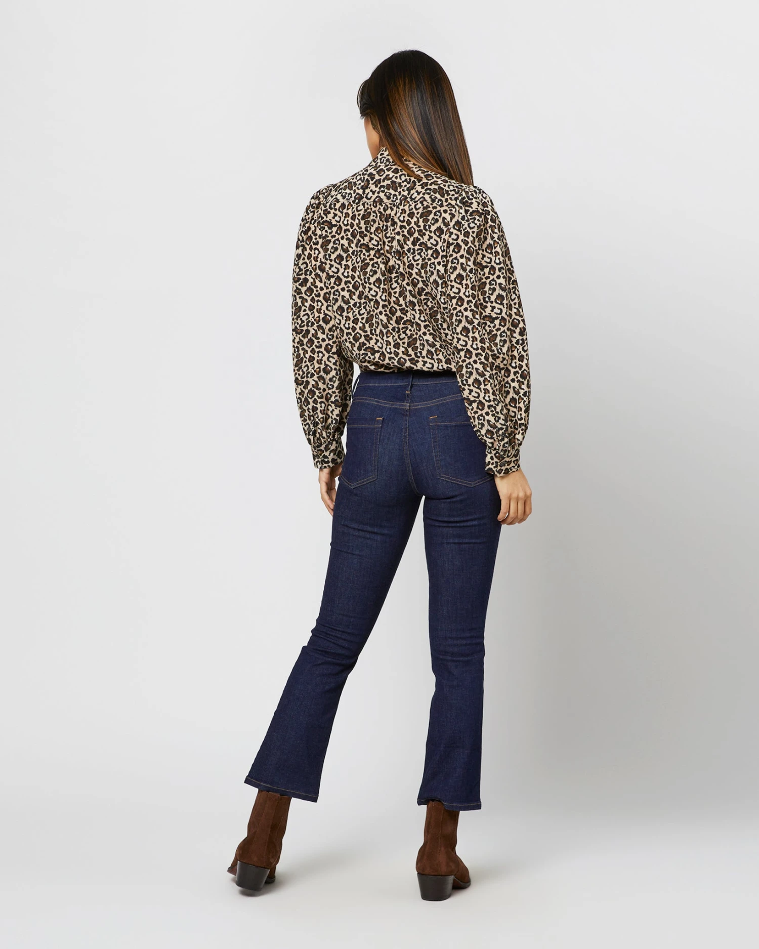 Helene Tie-Neck Blouse In Camel/Black Painterly Leopard Crepe De Chine 7 Helene Tie-Neck Blouse In Camel/Black Painterly Leopard Crepe De Chine - Image 5