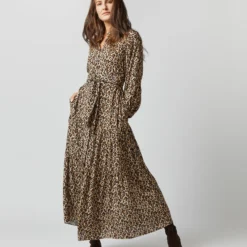 Isla Shirtdress In Camel/Black Painterly Leopard Crepe De Chine 15 Isla Shirtdress In Camel/Black Painterly Leopard Crepe De Chine -Chicorya Sales S71420 774