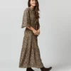 Isla Shirtdress In Camel/Black Painterly Leopard Crepe De Chine -Chicorya Sales S71420 857