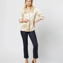 Tie-Neck Blouse In Platino Silk Charmeuse 15 Tie-Neck Blouse In Platino Silk Charmeuse -Chicorya Sales S71421 1648