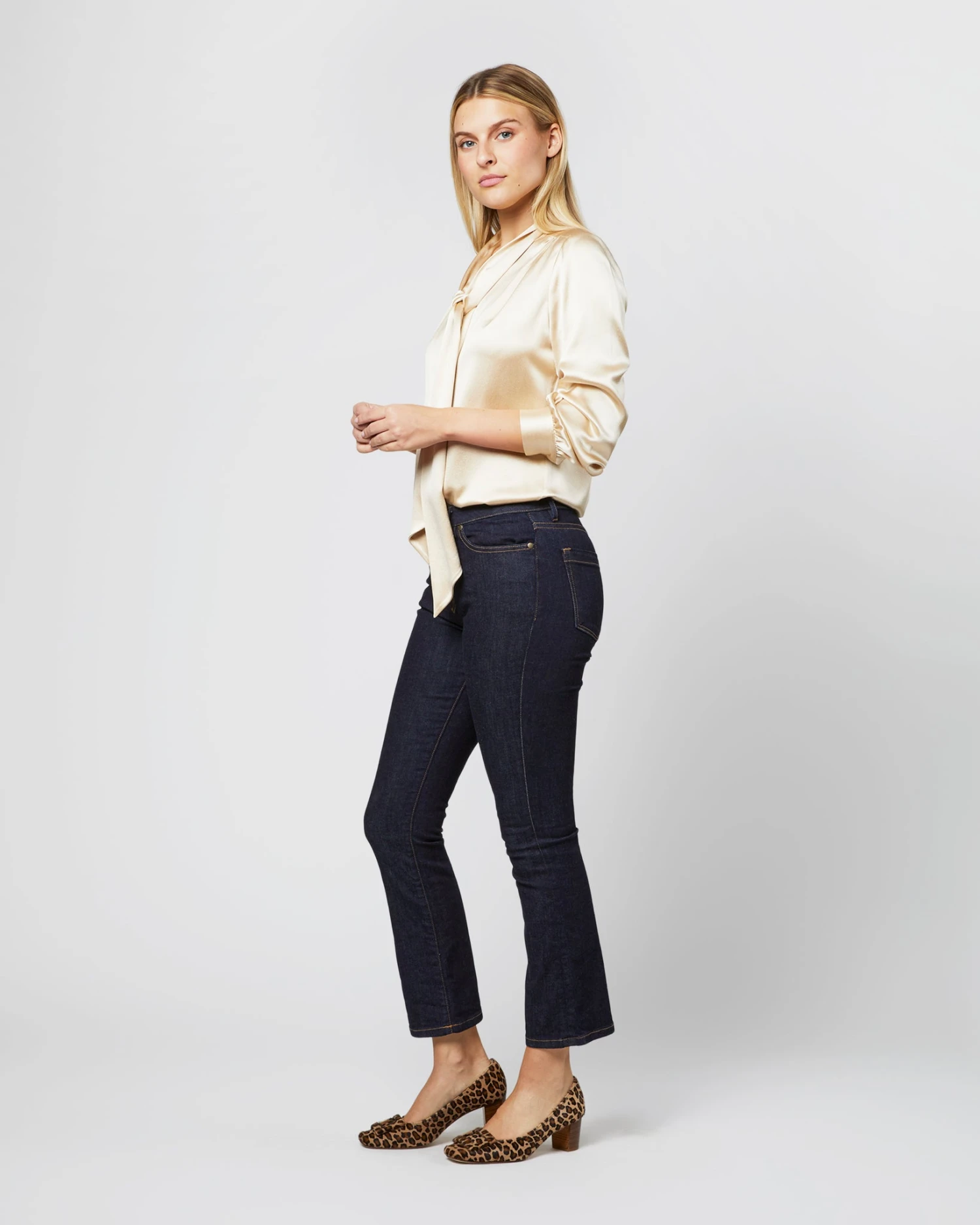 Tie-Neck Blouse In Platino Silk Charmeuse 5 Tie-Neck Blouse In Platino Silk Charmeuse - Image 3