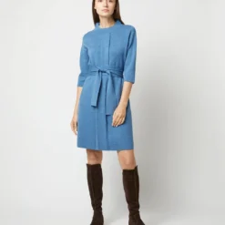 Felice Dress In Mid Heather Blue Merino Wool -Chicorya Sales S71423 1712