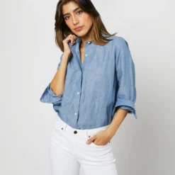 Understudy Shirt In Extra Light Washed Cotolino Chambray -Chicorya Sales S71427 1923