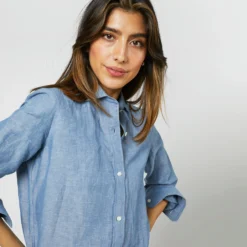 Understudy Shirt In Extra Light Washed Cotolino Chambray -Chicorya Sales S71427 1926