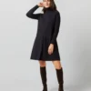 Fosette Dress In Navy Merino Wool -Chicorya Sales S71445 948