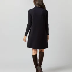 Fosette Dress In Navy Merino Wool -Chicorya Sales S71445 975